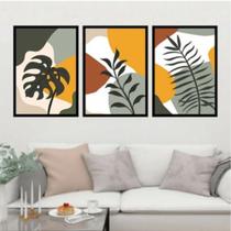 Quadros Decorativos Folhagem boho orgânico Sala Quarto kit 03 und