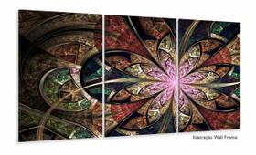 Quadros Decorativos Fractal Abstrato Flor Sala Quarto 120x60 3 peças