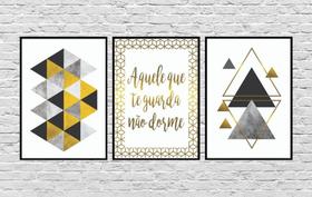 Quadros Decorativos Frase Guarda Abstrato e Triângulos Quadros Decorativos Frase Guarda Abstrato e Triângulos
