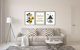 Quadros Decorativos Frase Guarda Abstrato e Triângulos Quadros Decorativos Frase Guarda Abstrato e Triângulos