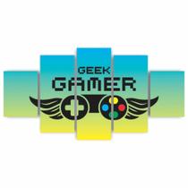 Quadros Decorativos Gamer Geek Controle Azul Amarelo Quarto