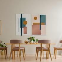 Quadros Decorativos Geometrico Abstrato Rose azul ton pastel Sala Quarto escritório canvas
