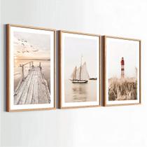 Quadros Decorativos Grande Barco Moldura 50X70 cm Sala Hall Quadros Decorativos Grande Barco Moldura 50X70 cm Sala Hall