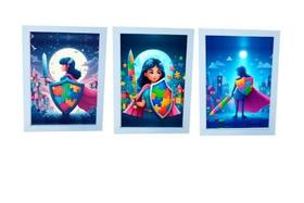 Quadros decorativos Heroínas Guerreiras Autismo para Clinicas e Consultórios