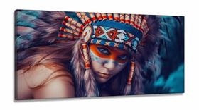 Quadros Decorativos India Aldeia Indigena Sala Hall em Tecido Canvas 130x60