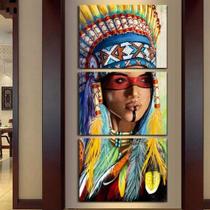 Quadros Decorativos India Colorida Linda 3 Peças