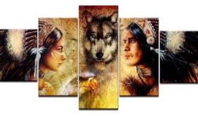 Quadros Decorativos Indígenas Cocar Lobo"