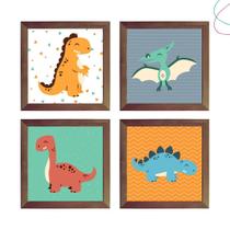 Quadros Decorativos Infantil Dinossauros fofo com moldura