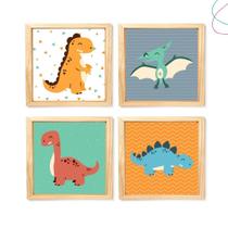 Quadros Decorativos Infantil Dinossauros fofo com moldura Quadros Decorativos Infantil Dinossauros fofo com moldura