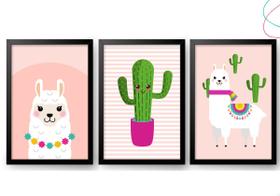Quadros Decorativos infantil lhama e cacto Quadros Decorativos infantil lhama e cacto
