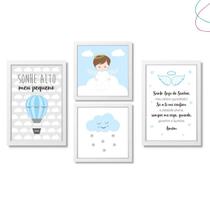 Quadros Decorativos infantil nuvem balão santo anjo moldura