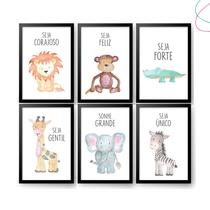 Quadros Decorativos infantil safari baby moldura e vidro