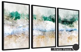 Quadros Decorativos Kit 3 Moldura e Vidro Abstrato Clássico