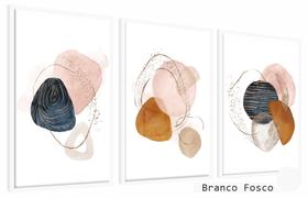 Quadros Decorativos Kit 3 Moldura e Vidro Abstrato Vivá