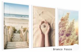 Quadros Decorativos Kit 3 Moldura e Vidro Amor por Praia