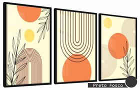 Quadros Decorativos Kit 3 Moldura e Vidro Escandinavo Solar