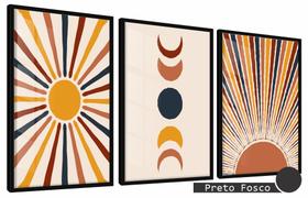 Quadros Decorativos Kit 3 Moldura e Vidro Escandinavo Solar