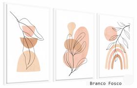 Quadros Decorativos Kit 3 Moldura e Vidro Escandinavo Sutil