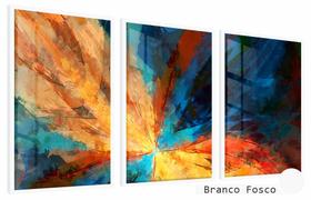 Quadros Decorativos Kit 3 Moldura e Vidro Explosão de Cores
