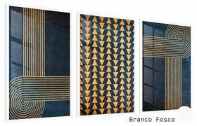 Quadros Decorativos Kit 3 Moldura e Vidro Geométrico Usual