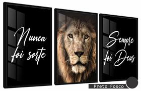Quadros Decorativos Kit 3 Moldura e Vidro Leão Sempre Deus Quadros Decorativos Kit 3 Moldura e Vidro Leão Sempre Deus
