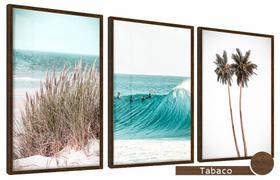 Quadros Decorativos Kit 3 Moldura e Vidro Mar e Paz Quadros Decorativos Kit 3 Moldura e Vidro Mar e Paz