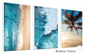 Quadros Decorativos Kit 3 Moldura e Vidro Paisagem Relaxe
