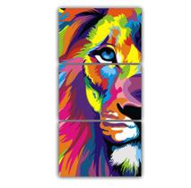 Quadros Decorativos Leão de Judá Colorido animal Abstrato 60x40 - x4adesivos