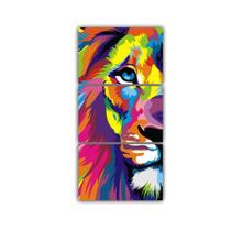 Quadros Decorativos Leão de Judá Colorido animal Abstrato 80x60