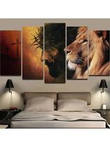 Quadros Decorativos Leão de Judá Jesus Mosaico Sala Quarto