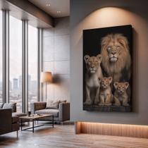 Quadros Decorativos Leões Gêmeos 120x75 Moderno Luxo Sala Quarto Escritório Quadros Decorativos Leões Gêmeos 120x75 Moderno Luxo Sala Quarto Escritório