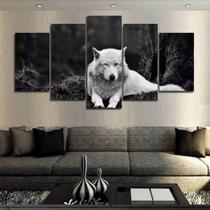 Quadros Decorativos Lobo Branco 67X130Mt Em Tecido - Loja Wall Frame
