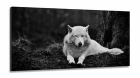 Quadros Decorativos Lobo Branco em Tecido Canvas 130x60 Quadros Decorativos Lobo Branco em Tecido Canvas 130x60