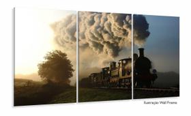 Quadros Decorativos Locomotiva - Trem 6120x60 3 peças em Tecido