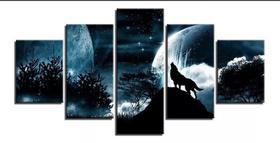 quadros decorativos Lua Estrela Lobo"