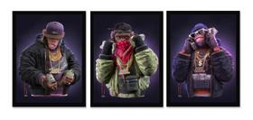 QUADROS Decorativos Macacos Milionários 3 Un Grandes QUADROS Decorativos Macacos Milionários 3 Un Grandes