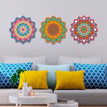 Quadros Decorativos Mandalas Kit com 3 - Corte a Laser