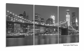 Quadros Decorativos Manhattan Ponte City Sala Hall 120x60 3 peças Quadros Decorativos Manhattan Ponte City Sala Hall 120x60 3 peças