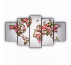 quadros decorativos Mapa Do Mundo Abstrato Flor Pink Flower" quadros decorativos Mapa Do Mundo Abstrato Flor Pink Flower"
