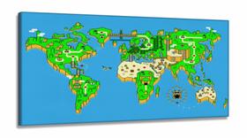 Quadros Decorativos Mapa Mario Bros Jogo Quarto em Tecido Canvas 130x60 Quadros Decorativos Mapa Mario Bros Jogo Quarto em Tecido Canvas 130x60