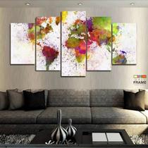 Quadros Decorativos Mapa Pintura Tinta 63x130mtem Tecido Quadros Decorativos Mapa Pintura Tinta 63x130mtem Tecido