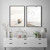 Quadros Decorativos Mar Nude Moldura Branca 33X24Cm 2 Peças