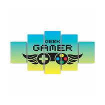 Quadros Decorativos MDF Gamer Geek Controle Azul Amarelo Sala Quarto - X4 Adesivos