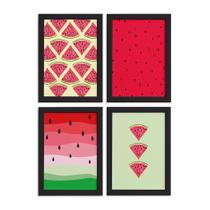Quadros Decorativos Melancias Moldura Preta 4un 22x32cm Quadros Decorativos Melancias Moldura Preta 4un 22x32cm