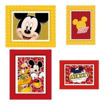 Quadros Decorativos Mickey - 21cm x 26cm - 4 Unidades