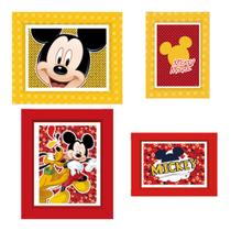 Quadros Decorativos Mickey - 21cm x 26cm - 4 Unidades Quadros Decorativos Mickey - 21cm x 26cm - 4 Unidades