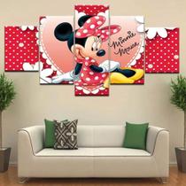 Quadros Decorativos Minnie Mouse Mosaico 5 Peças