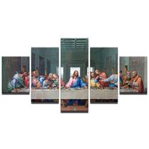 Quadros Decorativos Mosaico 5 Peças Jesus Cristo Santa Ceia1