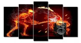 Quadros Decorativos Mosaico Caveira Guitarra Rock Heavy"