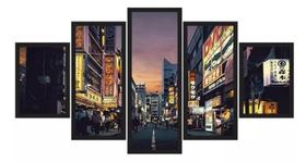 Quadros Decorativos Mosaico Cidade Japão Tokyo Noite"